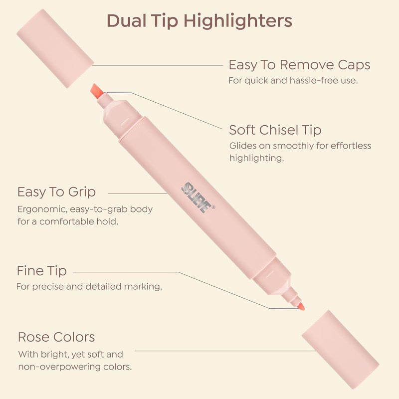 Believe - Aesthetic Bible Highlighters No Bleed Through Assorted Colors, Cute Pink Highlighter Dual Tip For Journaling Supplies And School Accessories, Bible Highlighters And Pens No Bleed (ROSES) - Image 5